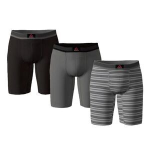 Reebok Men's Performance 9” inseam Boxer Brief 3 Pack Featherweight XLarge 40-42